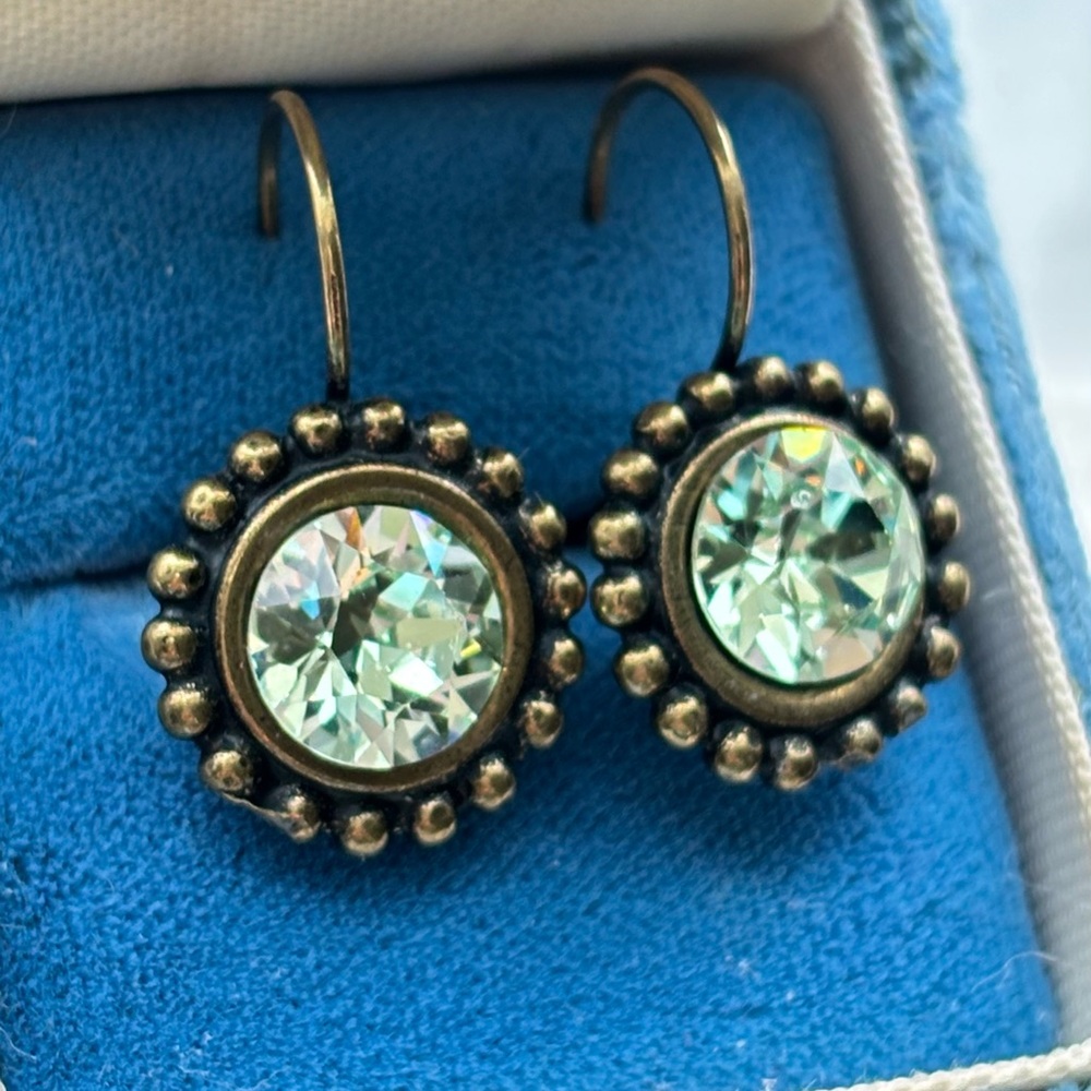 Sabika-Inspired Swarovski Chrysolite Lever-back Earrings - NWT